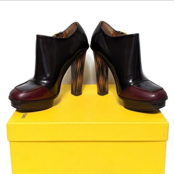 NIB FENDI Platform Monk Strap Leather Ankle Boots 37 - Picture 4 of 10